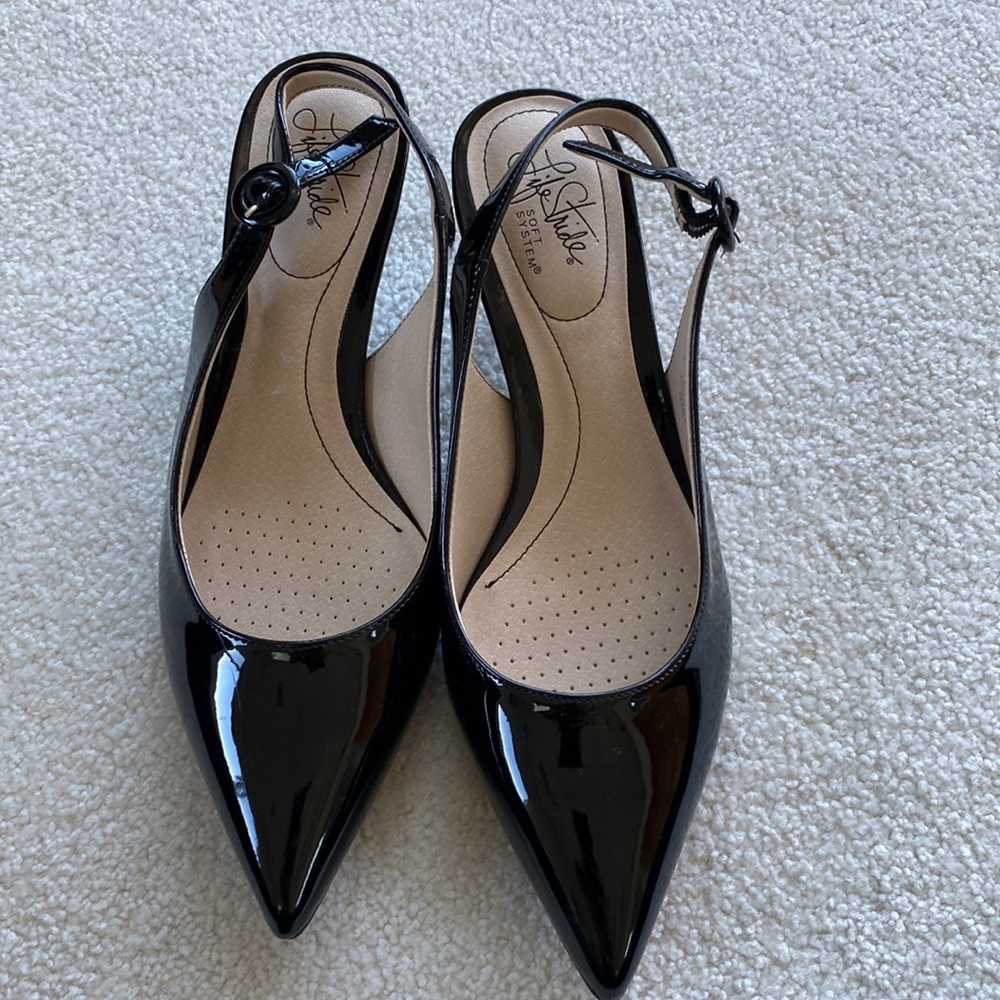 Patent Leather Kitten Heel Sling Back